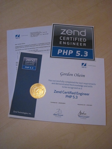 My ZCE certificate